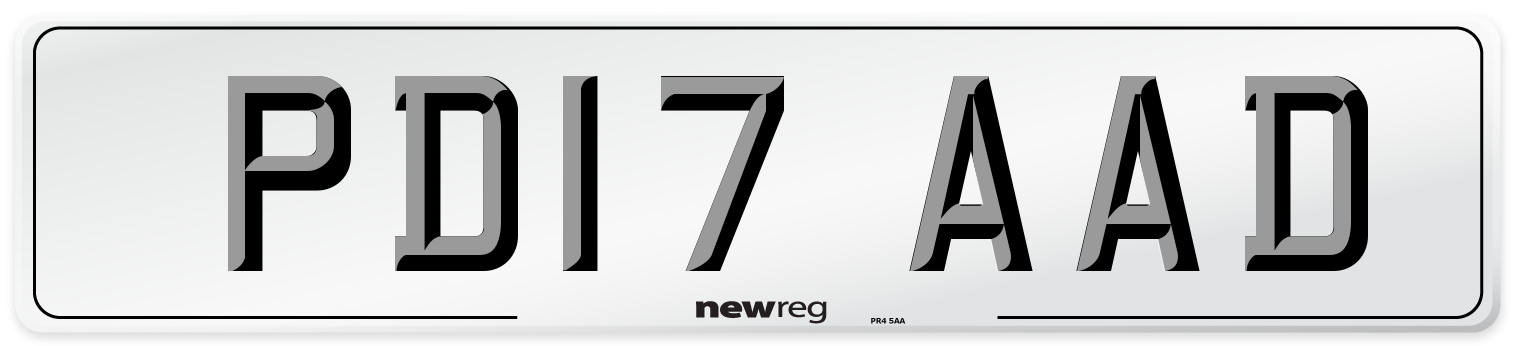 PD17 AAD Number Plate from New Reg